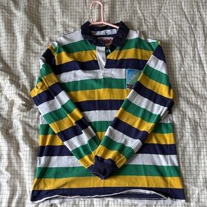 Striped Rugby Shirt in Green, Yellow, and Blue